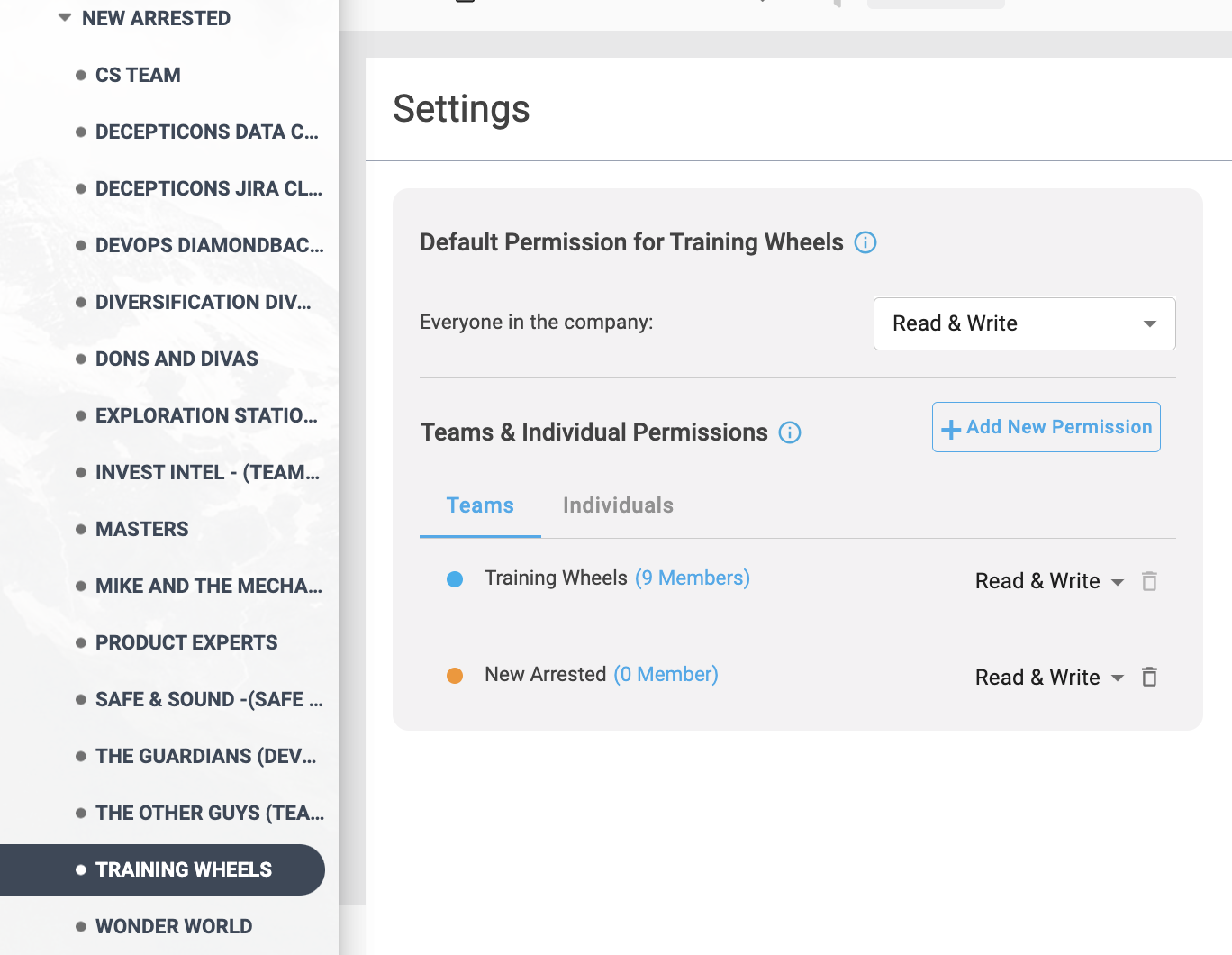 BO Settings Manage Permission