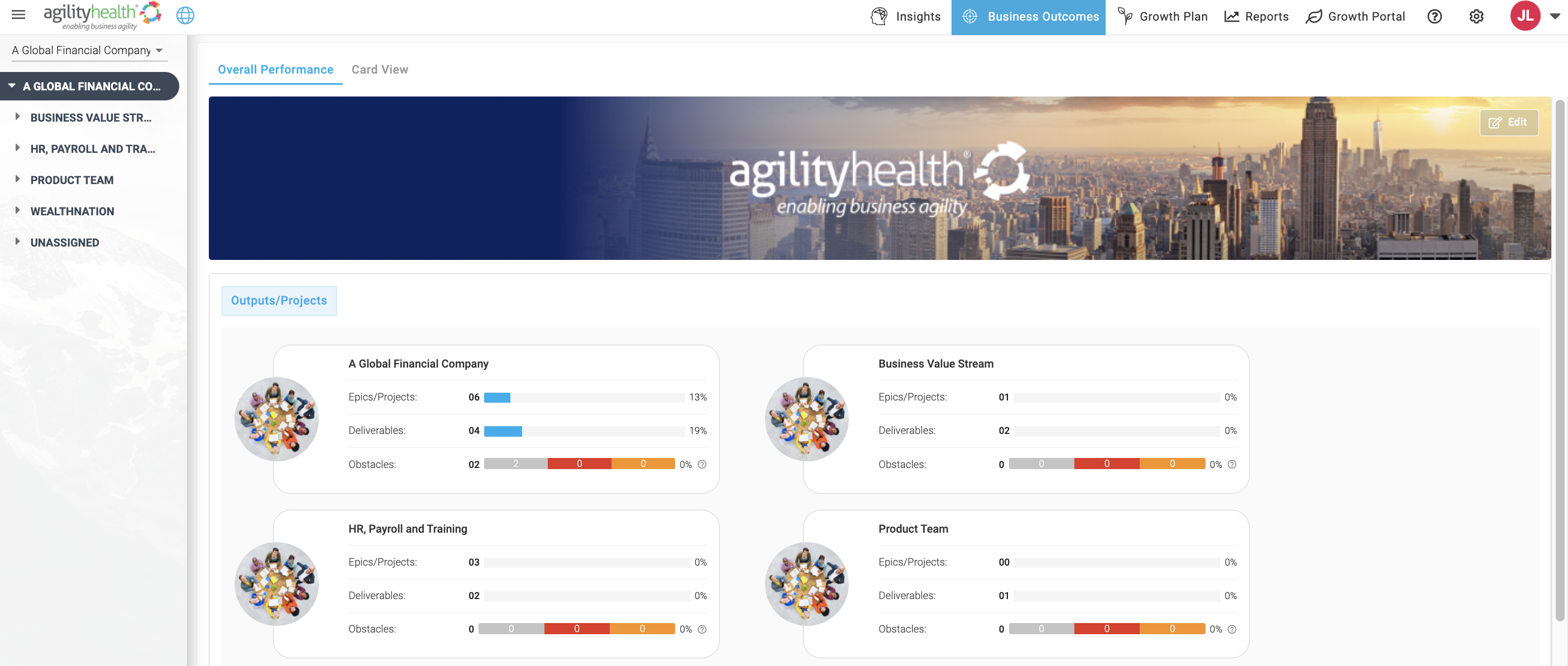 BO Outputs/Projects View