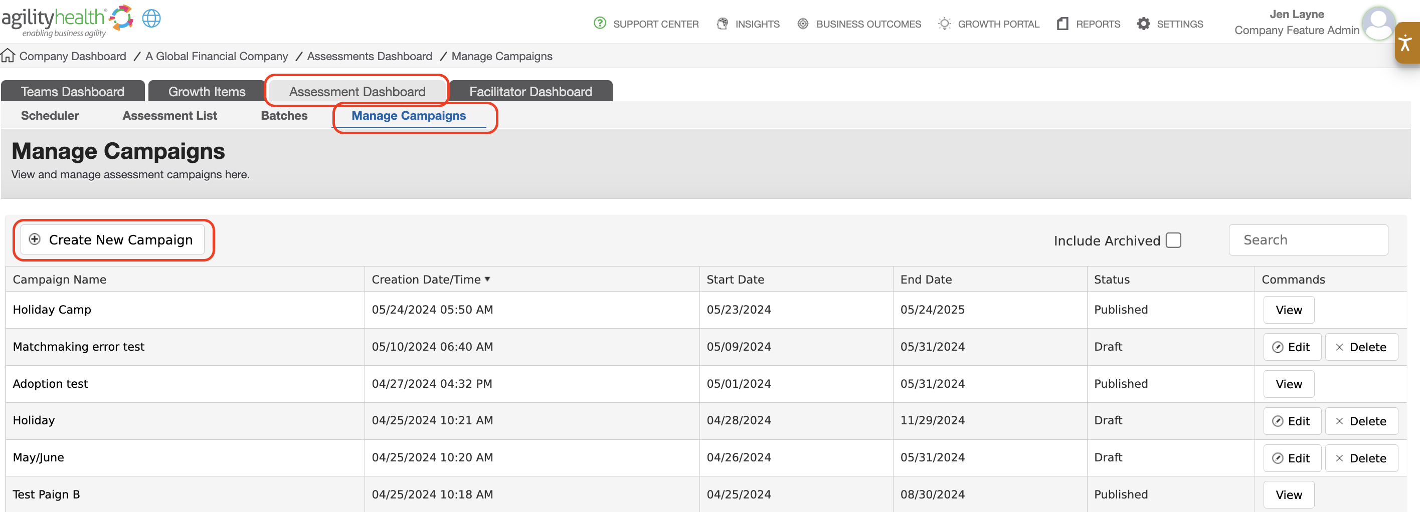 Manage Campaigns